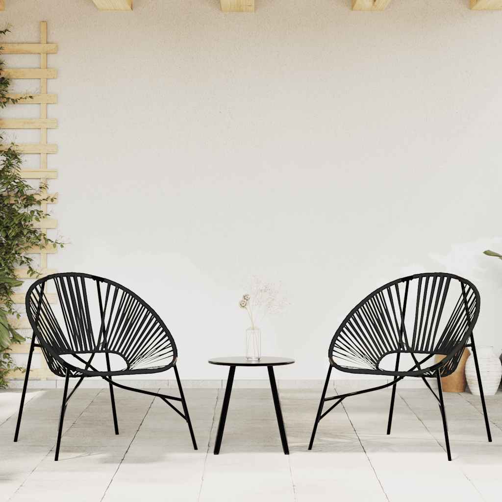 foto del prodotto vidaxl set di sedie da giardino 3 pz in polyrattan nero