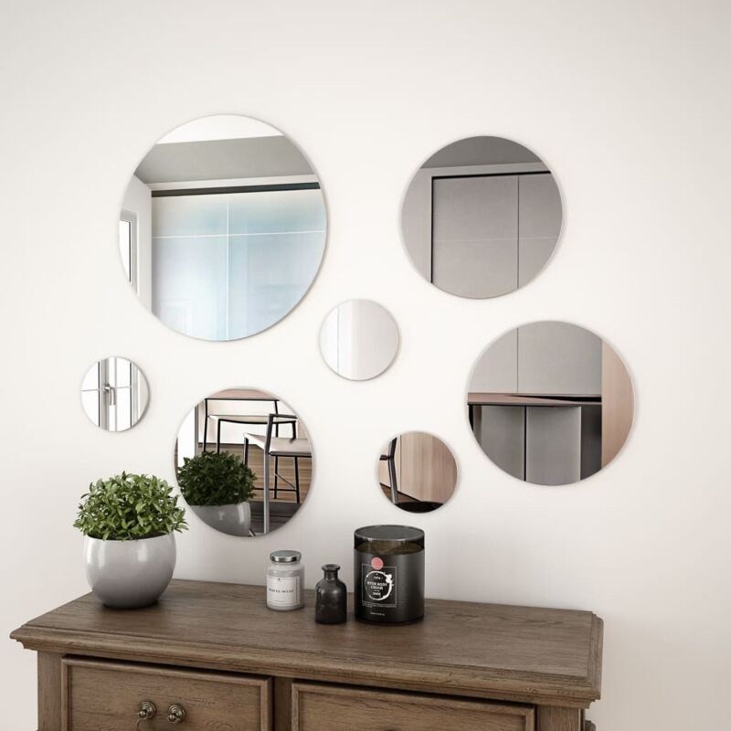 foto del prodotto vidaxl set di specchi da parete 7 pz in vetro circolare