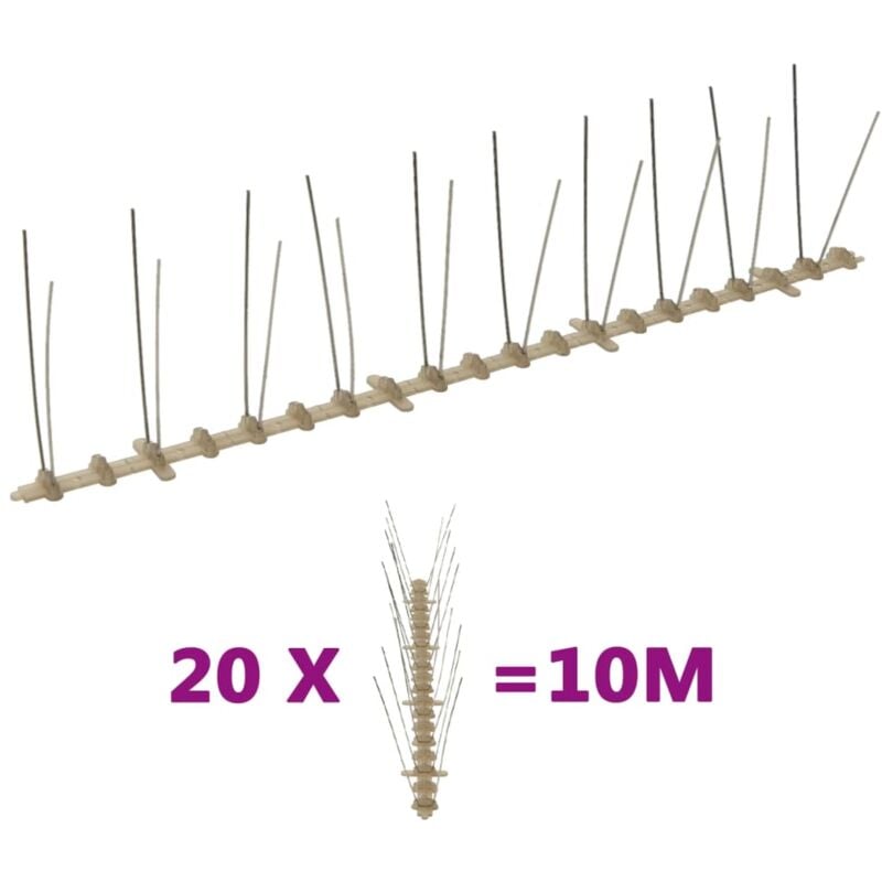 foto del prodotto vidaxl set dissuasori per uccelli e piccioni 20 pz 2 file 10 m