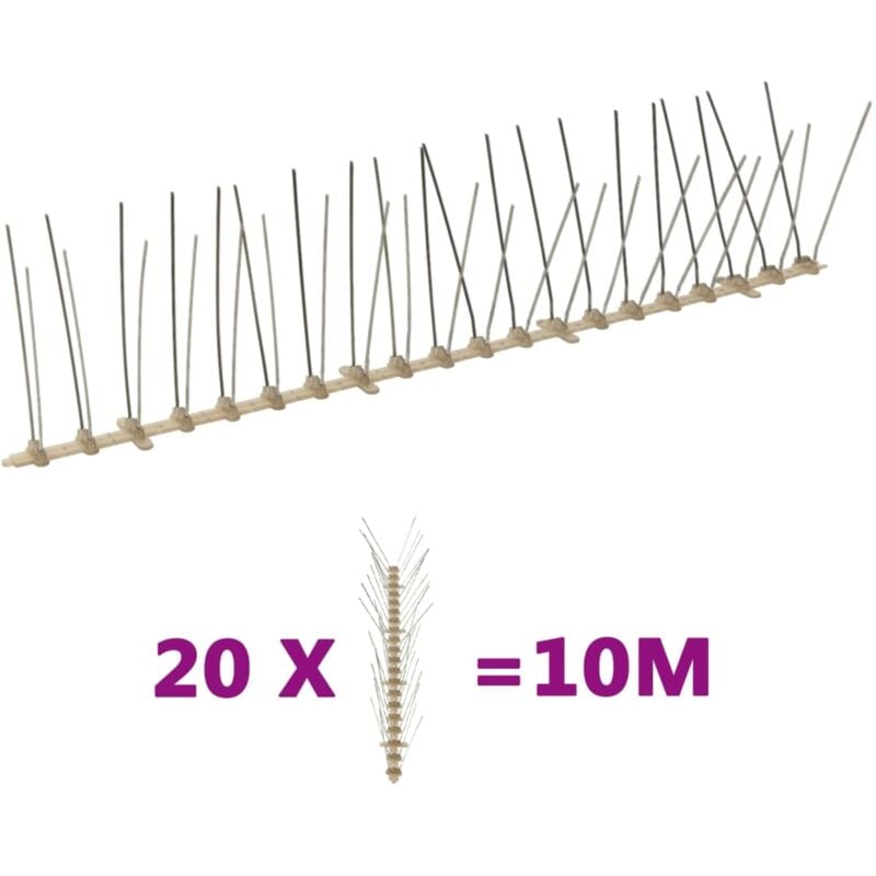 foto del prodotto vidaxl set dissuasori per uccelli e piccioni 20 pz 4 file 10 m