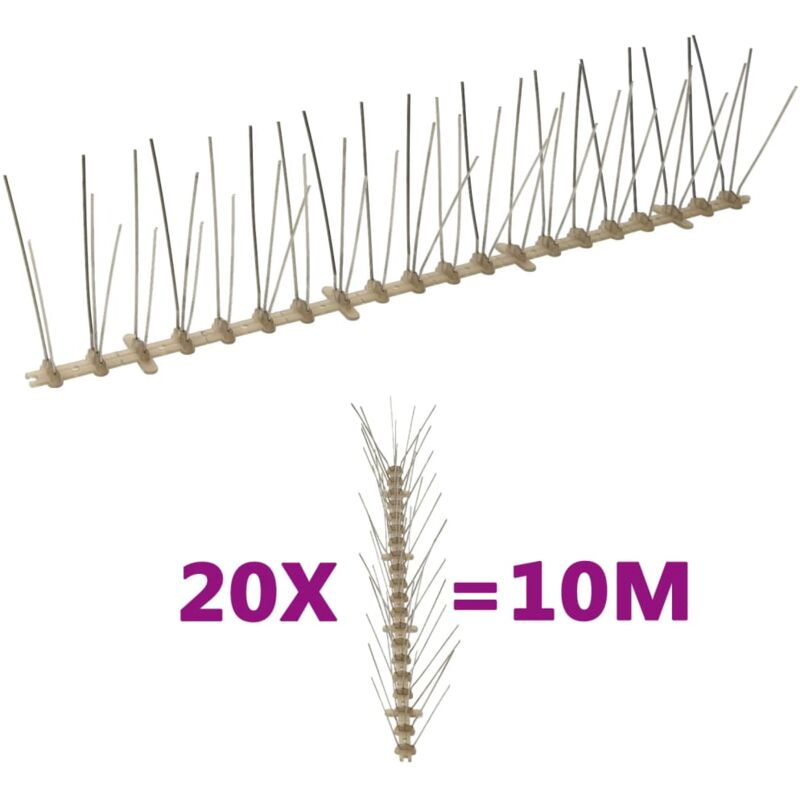 foto del prodotto vidaxl set dissuasori per uccelli e piccioni 20 pz 5 file 10 m