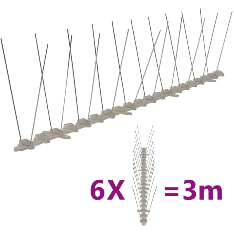 foto del prodotto vidaxl set dissuasori per uccelli e piccioni 6 pz 2 file 3 m