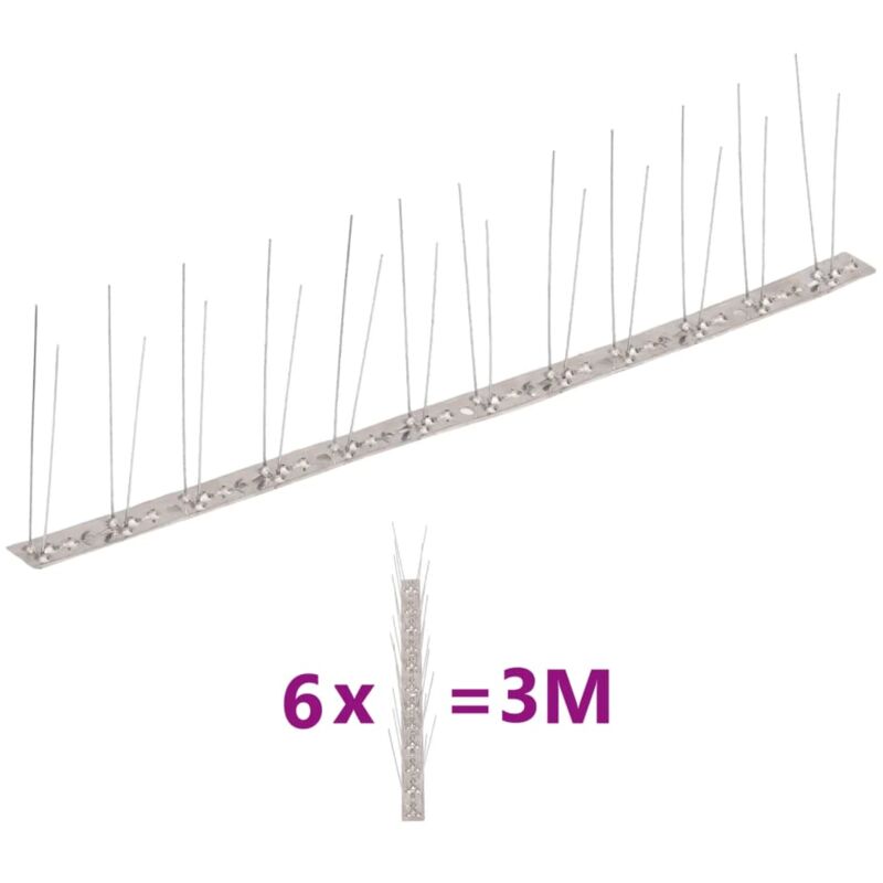 foto del prodotto vidaxl set dissuasori per uccelli e piccioni 6 pz acciaio 3 m vari modelli modelli 2 file