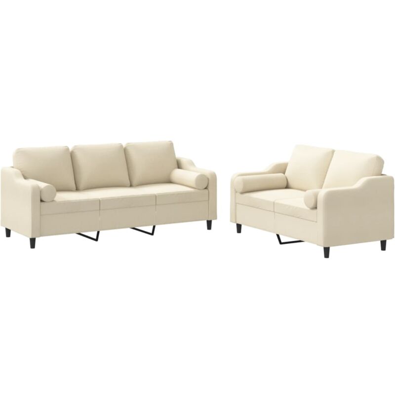 foto del prodotto vidaxl set divani 2 pz con cuscini crema in tessuto