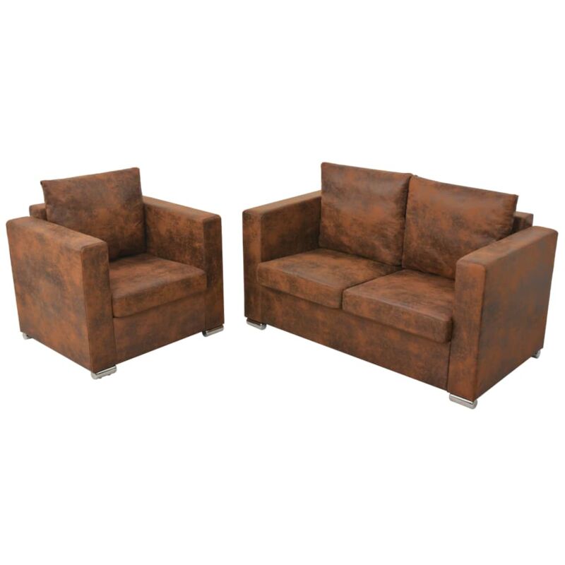 foto del prodotto vidaxl set divani 2 pz in pelle scamosciata artificiale