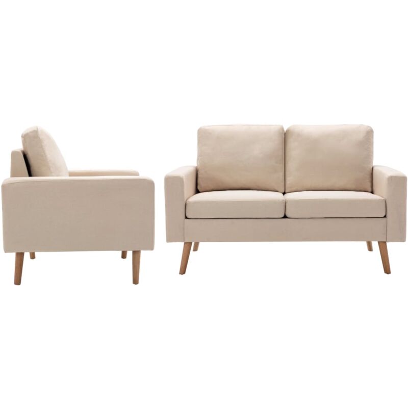 foto del prodotto vidaxl set divani 2 pz in tessuto crema