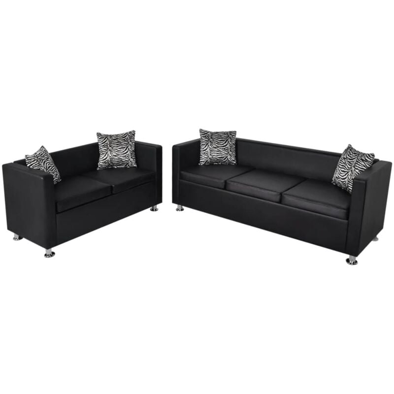 foto del prodotto vidaxl set divani a 3 e a 2 posti in similpelle nero