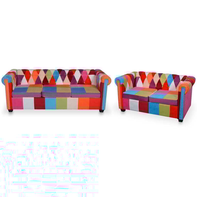 foto del prodotto vidaxl set divani chesterfield 2 pz in tessuto