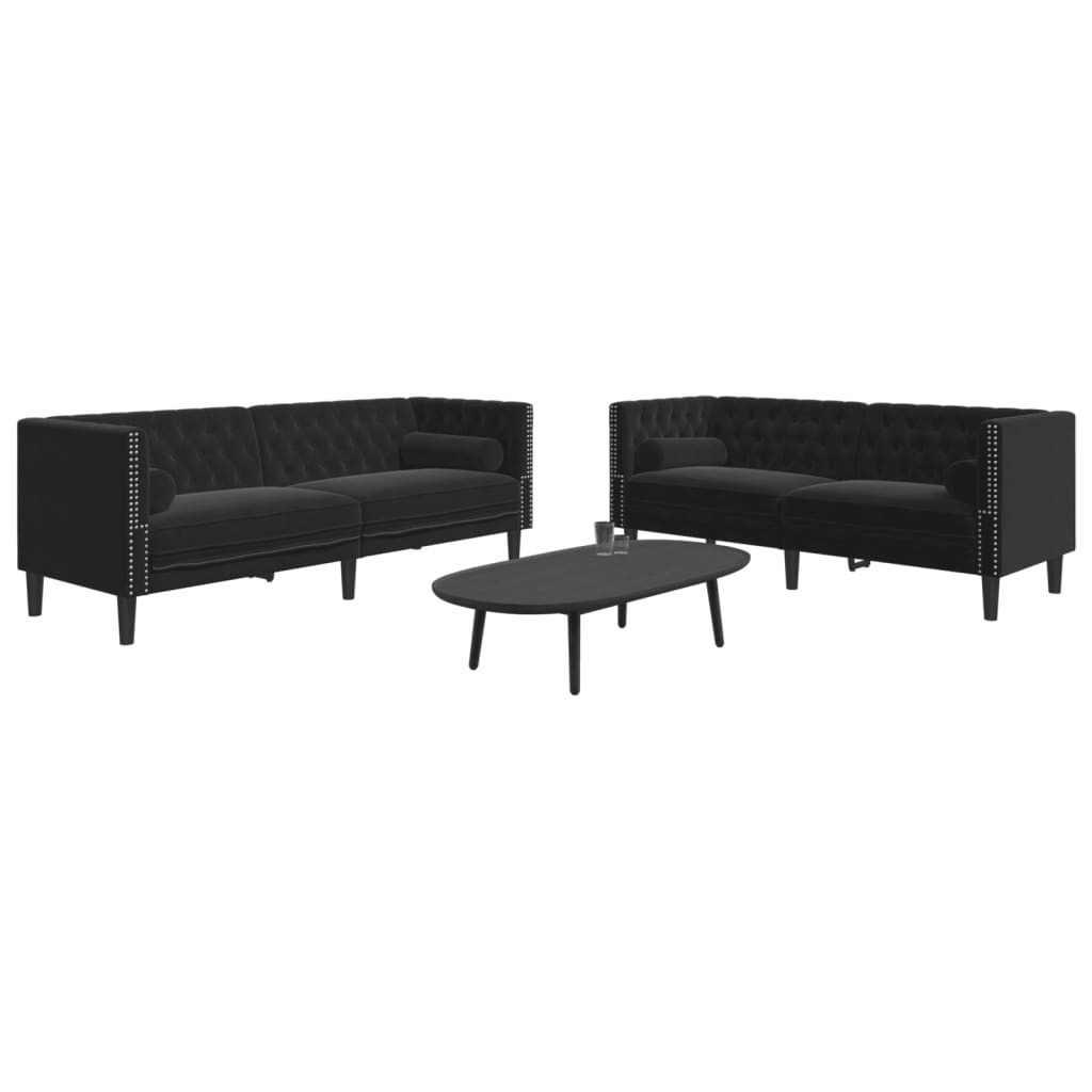 foto del prodotto vidaxl set divani chesterfield 2pz con cuscini nero velluto