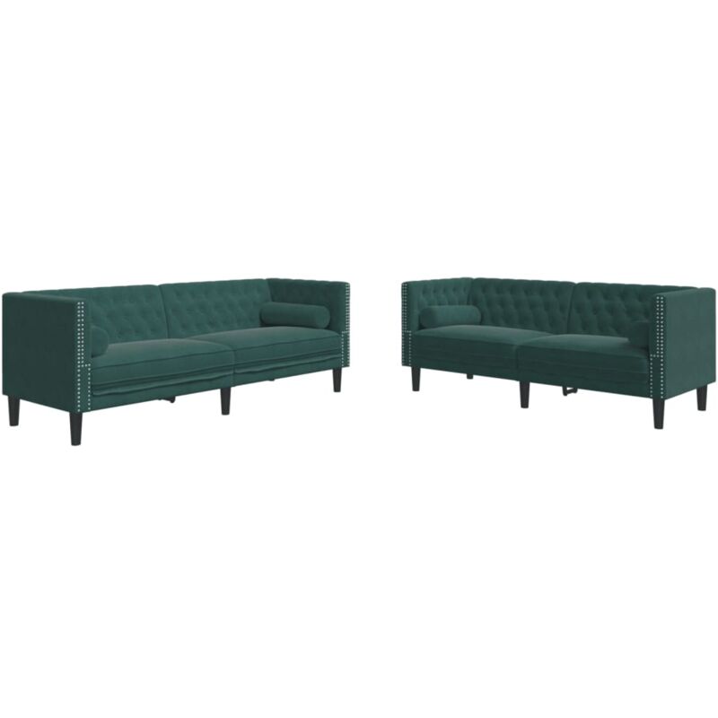 foto del prodotto vidaxl set divani chesterfield 2pz con cuscini verde scuro velluto
