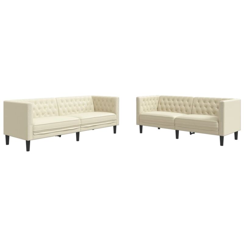foto del prodotto vidaxl set divani chesterfield 2pz crema in similpelle
