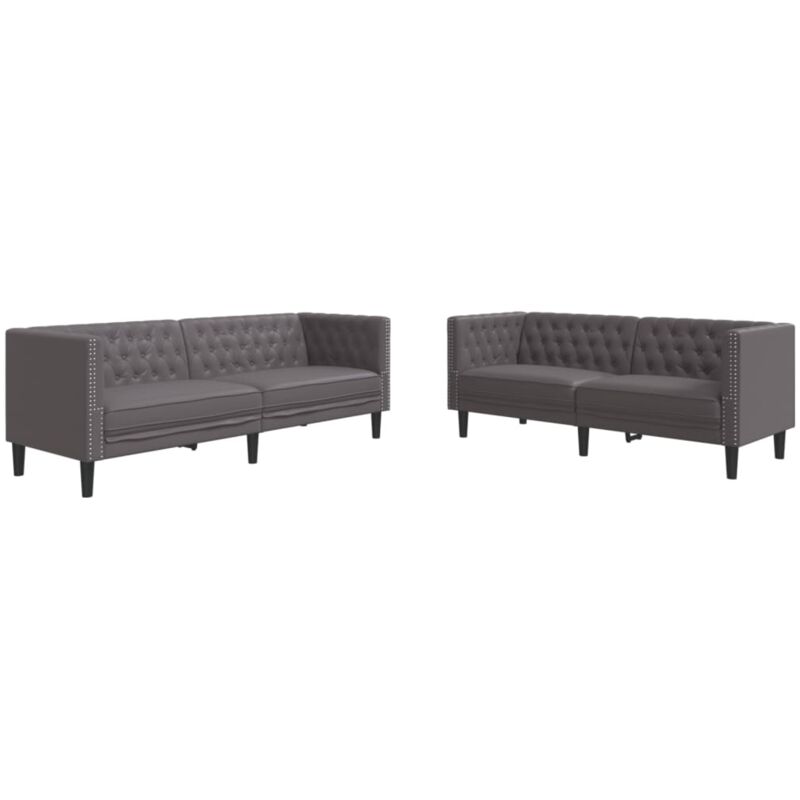 foto del prodotto vidaxl set divani chesterfield 2pz grigio in similpelle