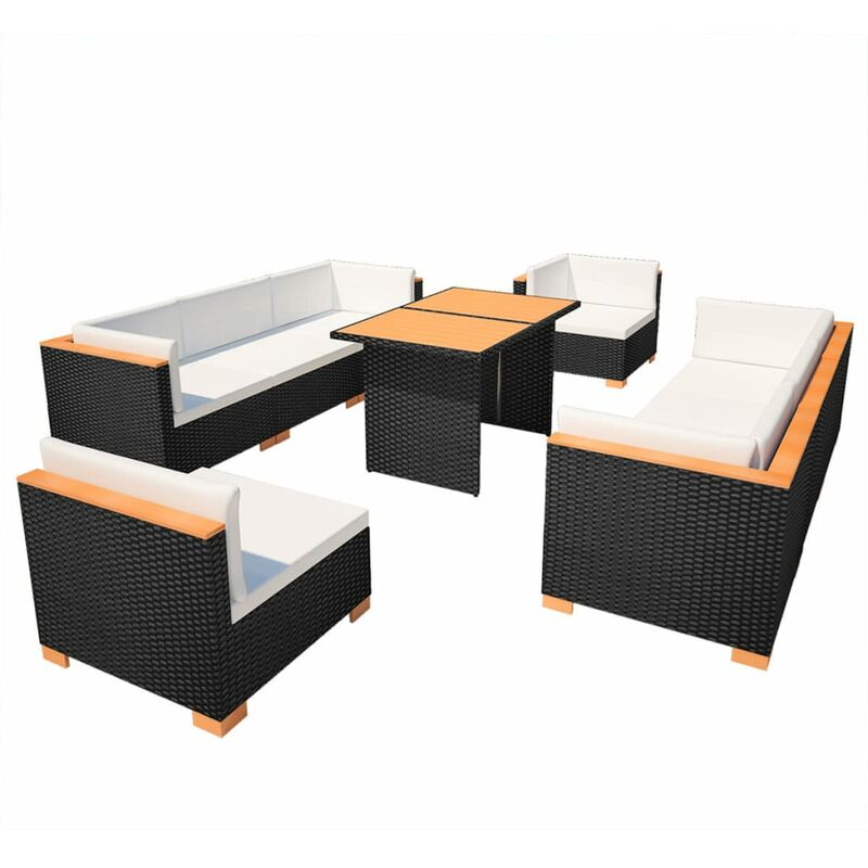 foto del prodotto vidaxl set divani da giardino 10 pz con cuscini in polyrattan nero