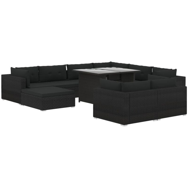foto del prodotto vidaxl set divani da giardino 10 pz con cuscini in polyrattan nero
