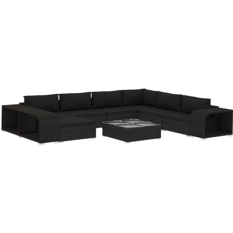 foto del prodotto vidaxl set divani da giardino 10 pz con cuscini in polyrattan nero