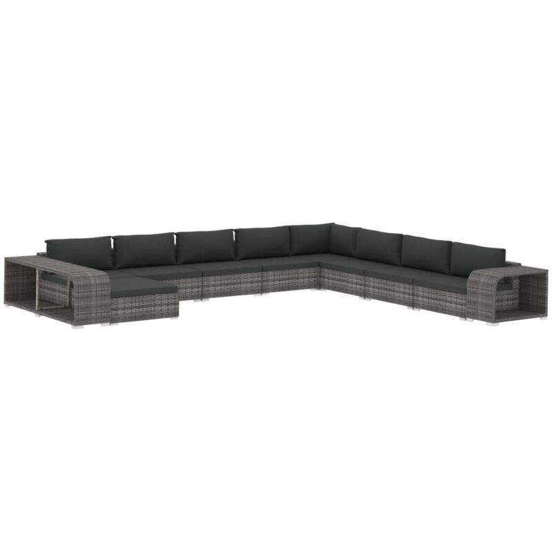 foto del prodotto vidaxl set divani da giardino 11 pz con cuscini in polyrattan grigio