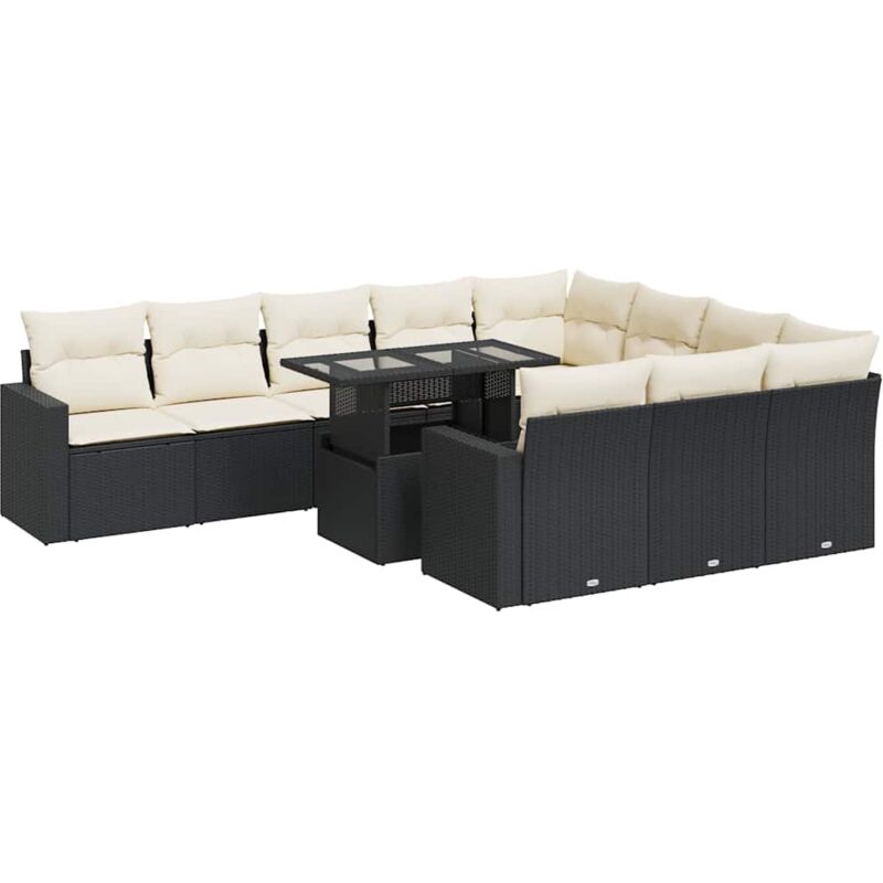 foto del prodotto vidaxl set divani da giardino 11 pz con cuscini in polyrattan nero