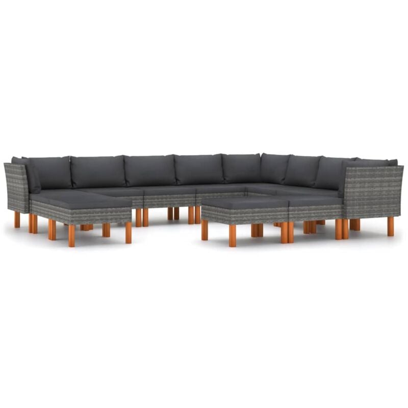 foto del prodotto vidaxl set divani da giardino 12 pz con cuscini in polyrattan grigio