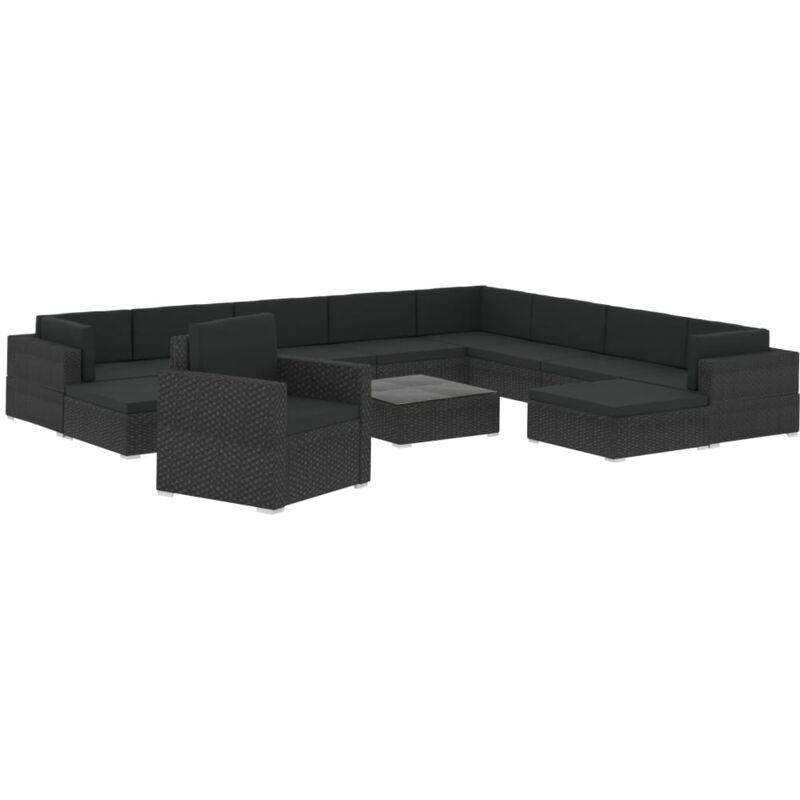foto del prodotto vidaxl set divani da giardino 12 pz con cuscini in polyrattan nero