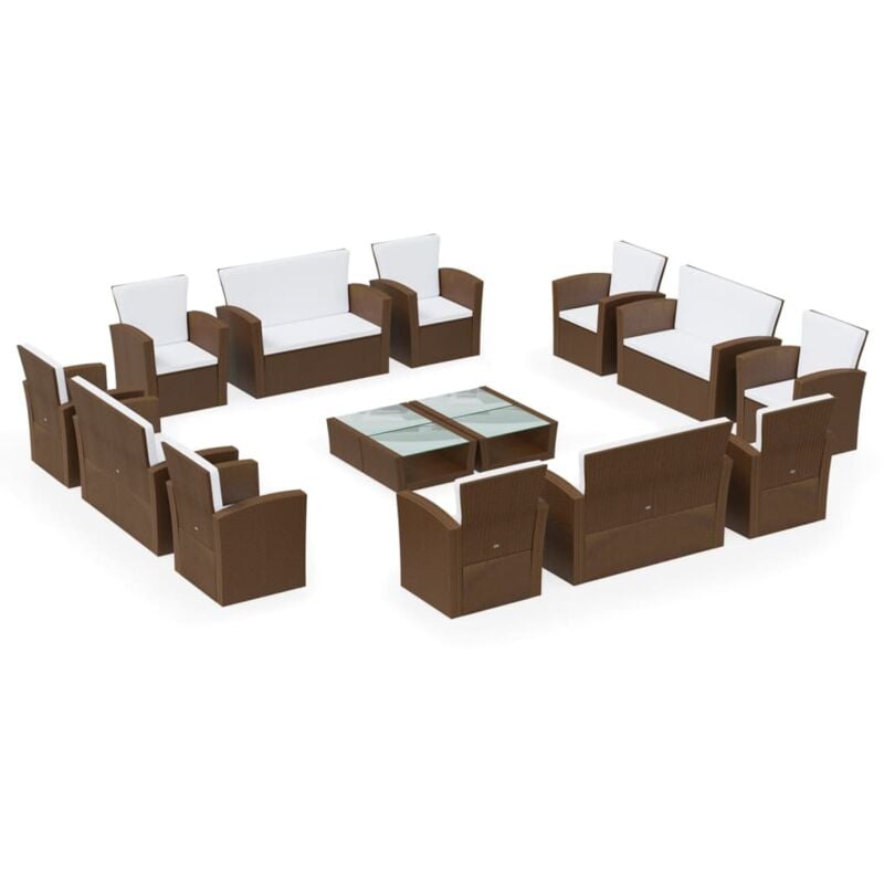 foto del prodotto vidaxl set divani da giardino 16 pz con cuscini in polyrattan marrone