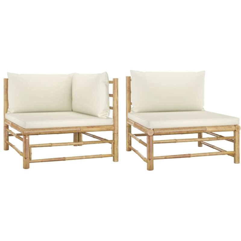 foto del prodotto vidaxl set divani da giardino 2 pz con cuscini bianco crema in bamb 