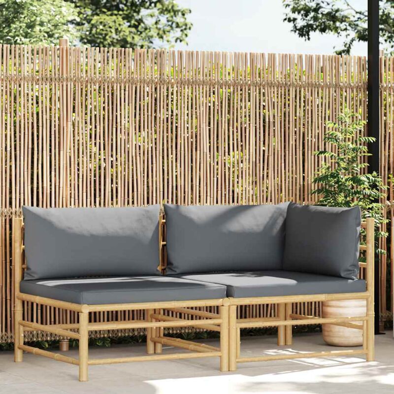 foto del prodotto vidaxl set divani da giardino 2 pz con cuscini grigio scuro in bamb 