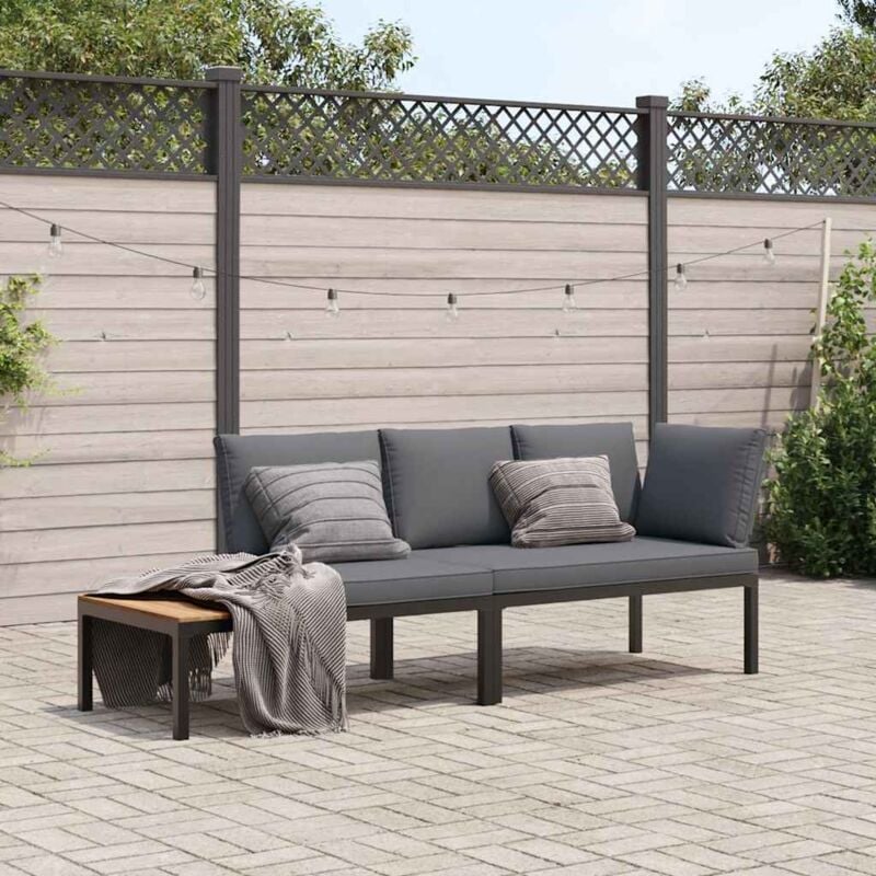 foto del prodotto vidaxl set divani da giardino 2 pz con cuscini in alluminio nero