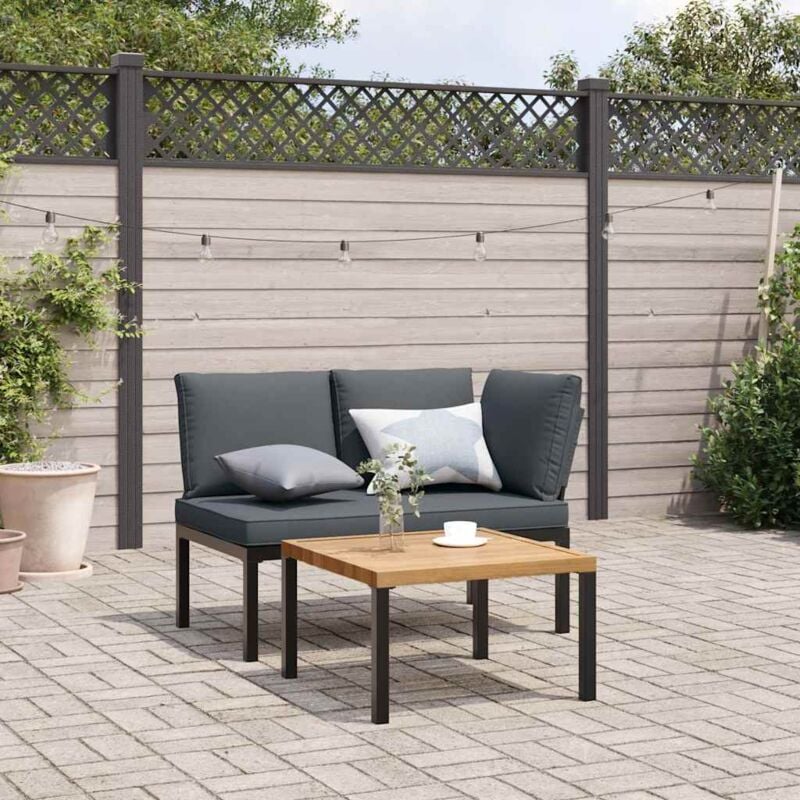 foto del prodotto vidaxl set divani da giardino 2 pz con cuscini in alluminio nero