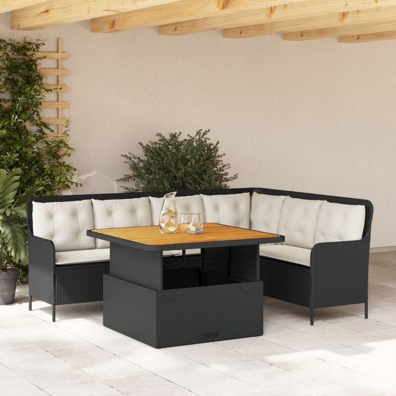 foto del prodotto vidaxl set divani da giardino 2 pz con cuscini in polyrattan nero