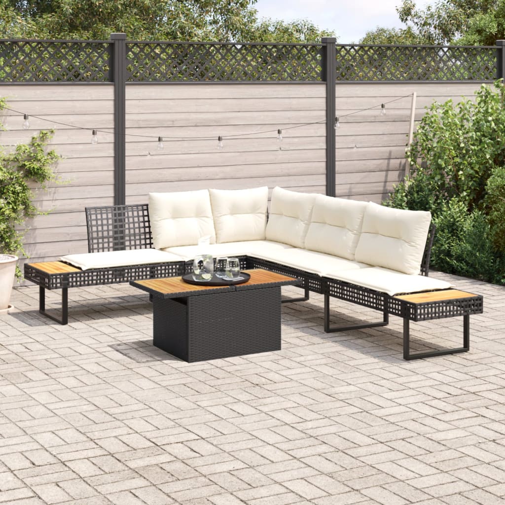 foto del prodotto vidaxl set divani da giardino 2 pz con cuscini nero polyrattan acacia