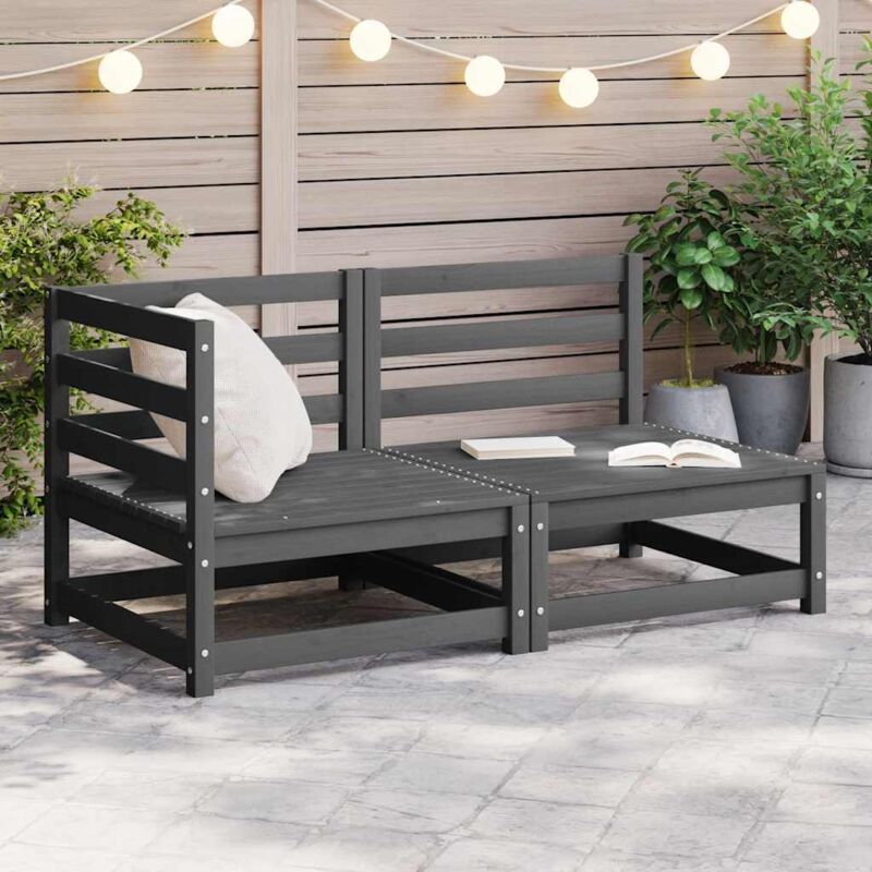 foto del prodotto vidaxl set divani da giardino 2 pz grigio in legno massello di pino