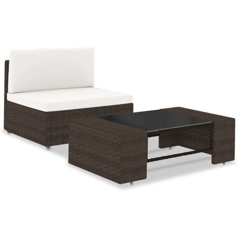 foto del prodotto vidaxl set divani da giardino 2 pz in polyrattan marrone 195236