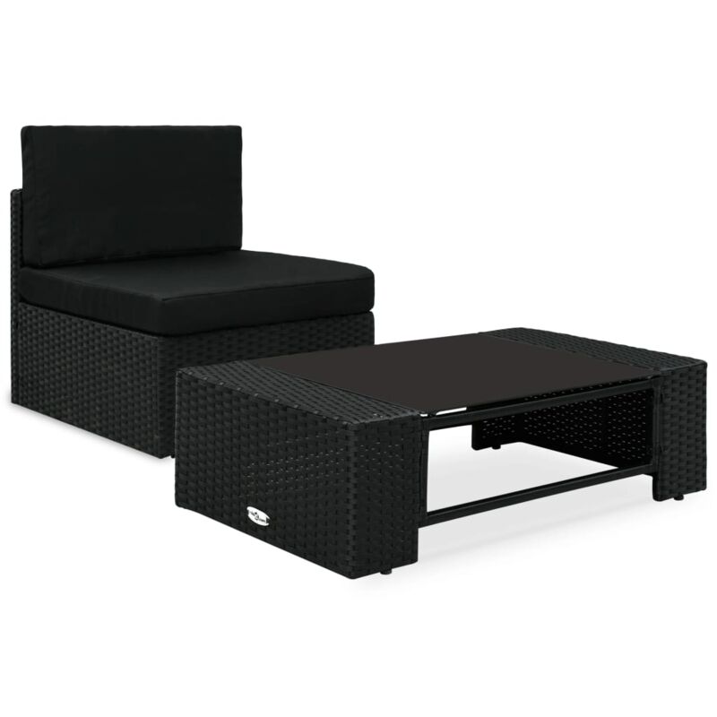 foto del prodotto vidaxl set divani da giardino 2 pz in polyrattan nero