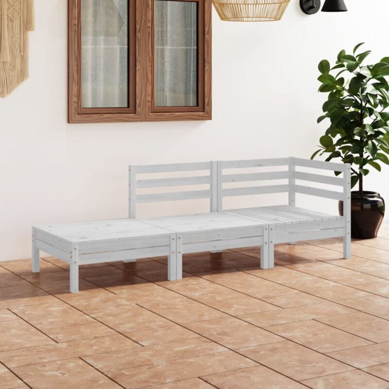 foto del prodotto vidaxl set divani da giardino 3 pz bianco in legno massello di pino