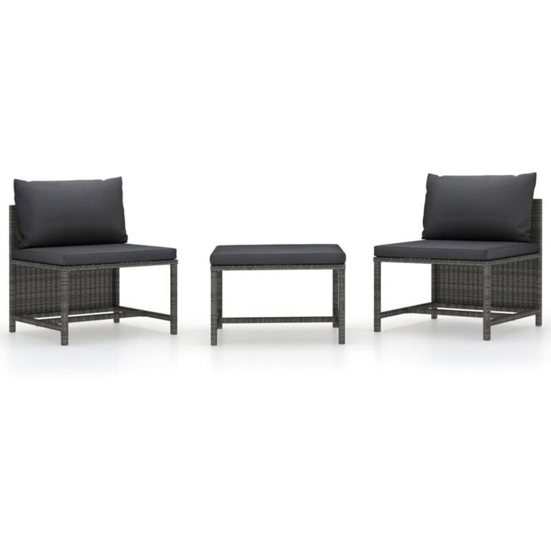foto del prodotto vidaxl set divani da giardino 3 pz con cuscini grigio in polyrattan