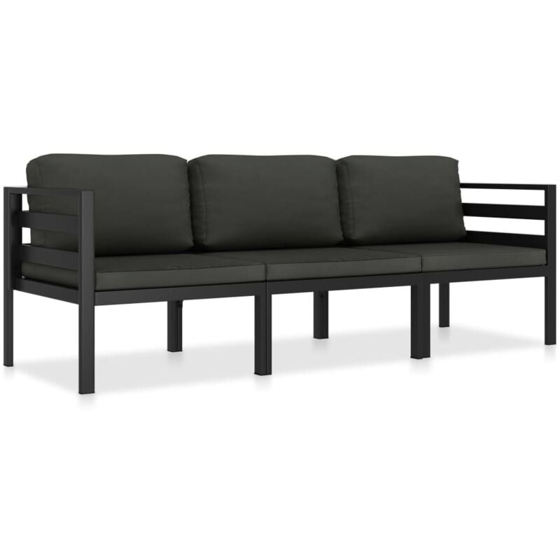 foto del prodotto vidaxl set divani da giardino 3 pz con cuscini in alluminio antracite