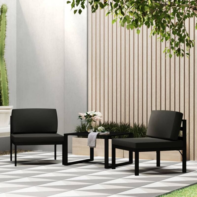 foto del prodotto vidaxl set divani da giardino 3 pz con cuscini in alluminio antracite