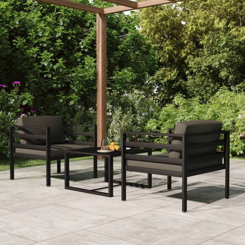 foto del prodotto vidaxl set divani da giardino 3 pz con cuscini in alluminio antracite
