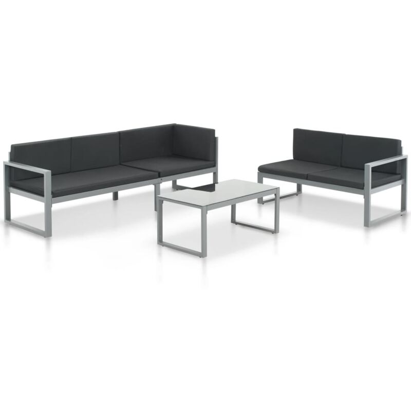 foto del prodotto vidaxl set divani da giardino 3 pz con cuscini in alluminio nero