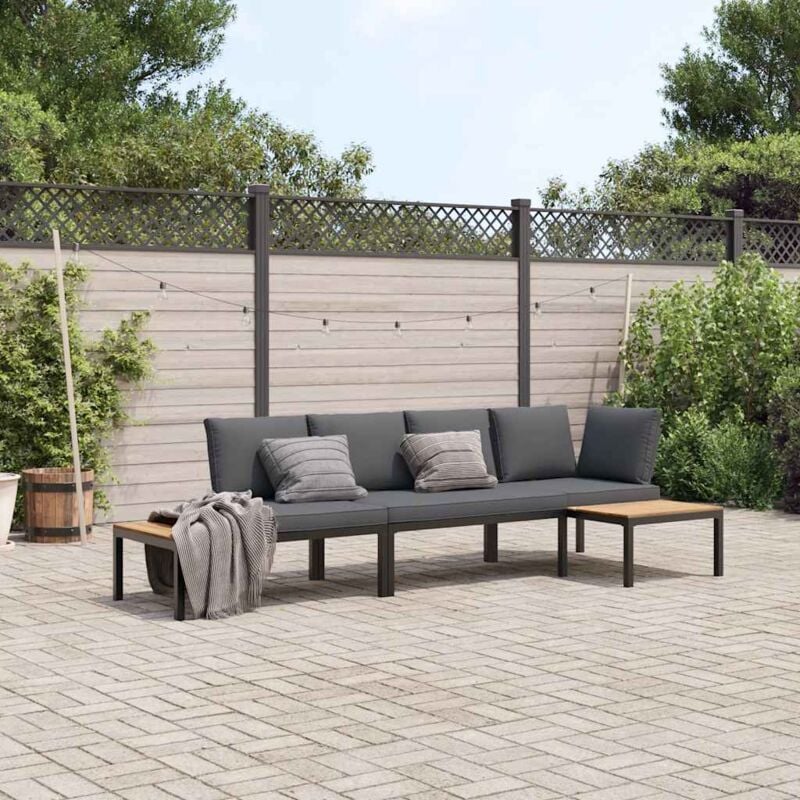 foto del prodotto vidaxl set divani da giardino 3 pz con cuscini in alluminio nero