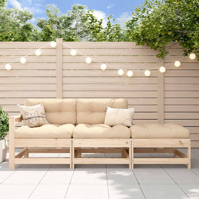 foto del prodotto vidaxl set divani da giardino 3 pz con cuscini in legno massello