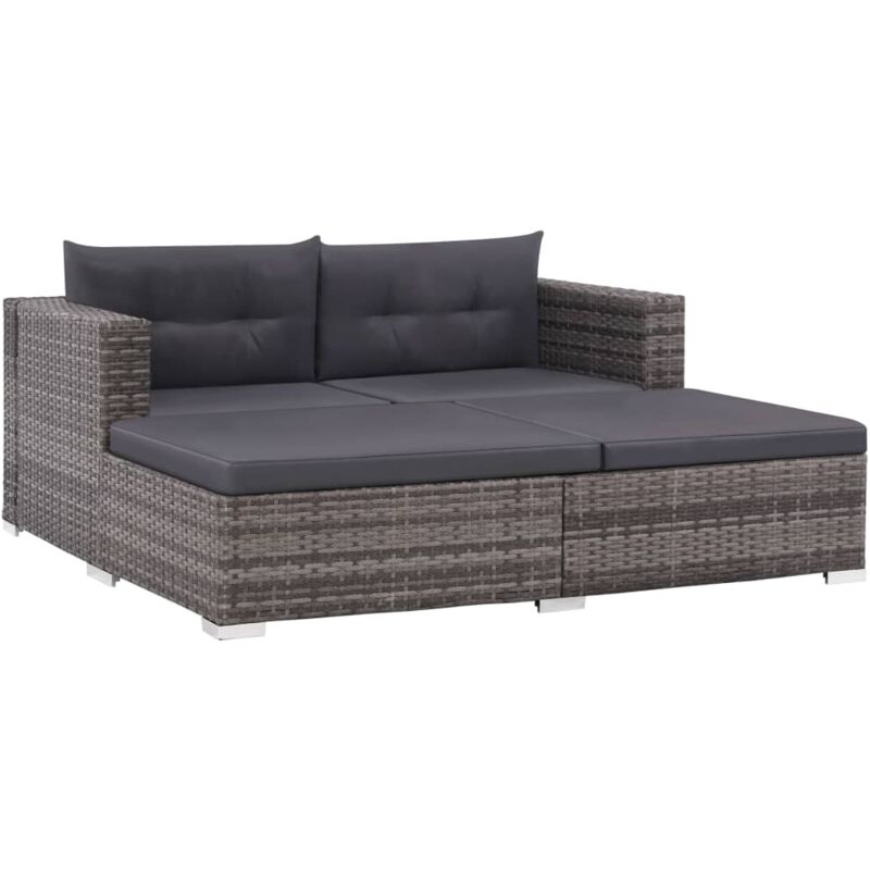 foto del prodotto vidaxl - set divani da giardino 3 pz con cuscini in polyrattan grigio