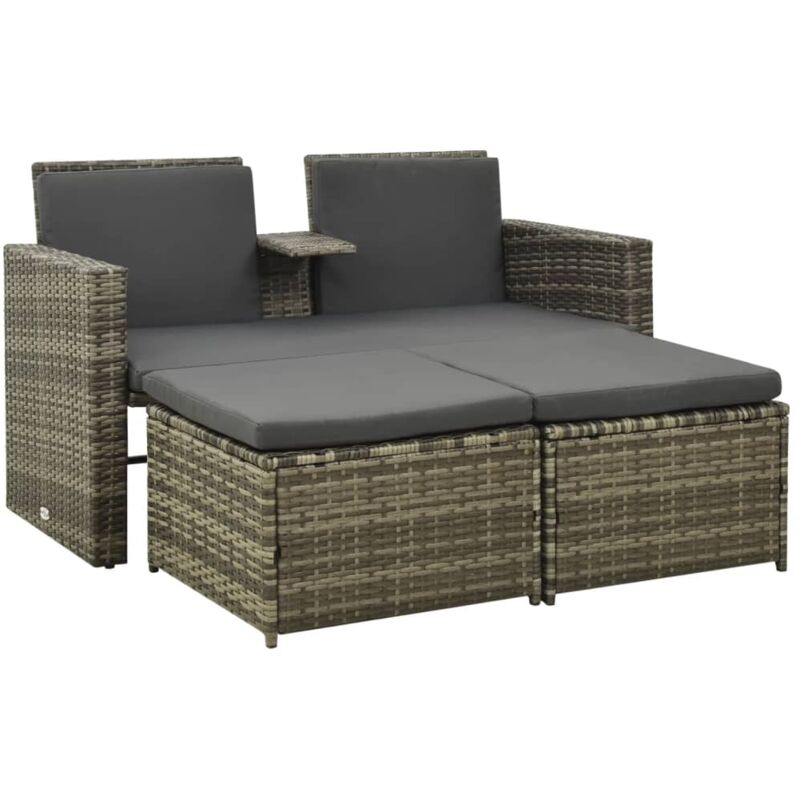 foto del prodotto vidaxl set divani da giardino 3 pz con cuscini in polyrattan grigio