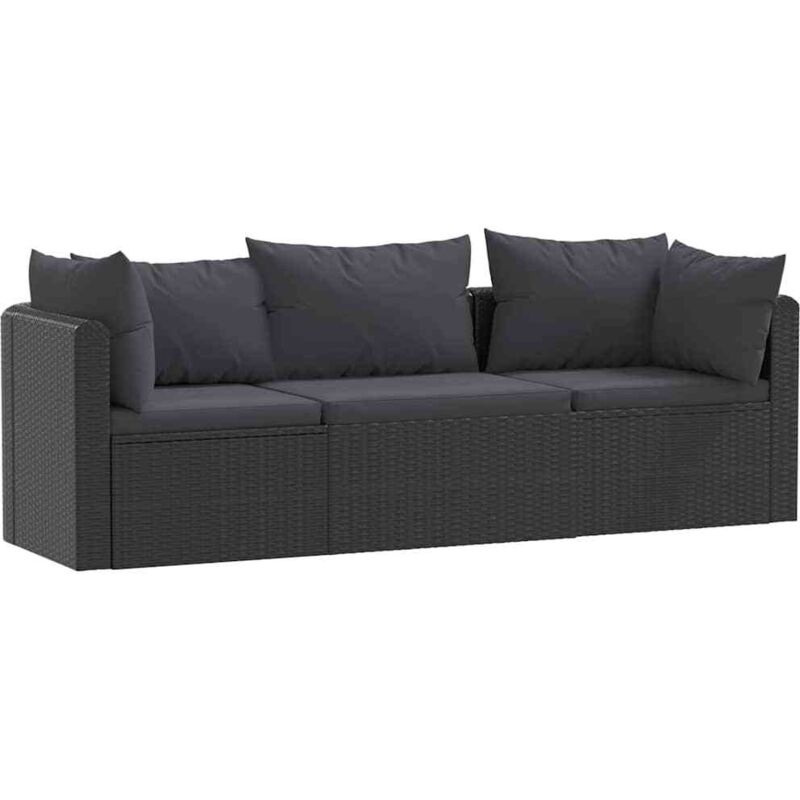 foto del prodotto vidaxl - set divani da giardino 3 pz con cuscini in polyrattan nero