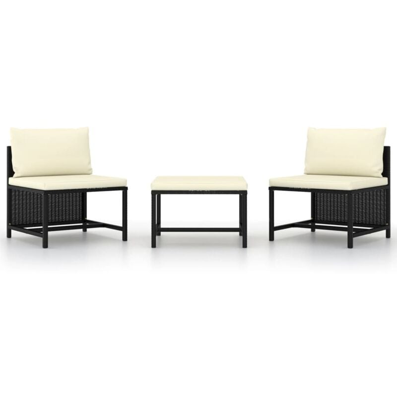 foto del prodotto vidaxl set divani da giardino 3 pz con cuscini in polyrattan nero