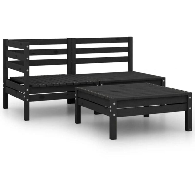 foto del prodotto vidaxl set divani da giardino 3 pz in legno massello di pino nero