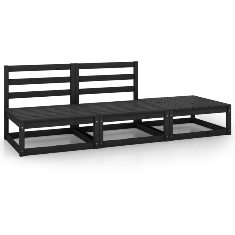 foto del prodotto vidaxl set divani da giardino 3 pz nero in legno massello di pino