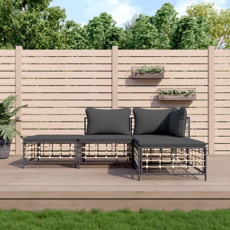 foto del prodotto vidaxl set divani da giardino 4 pz con cuscini antracite in polyrattan
