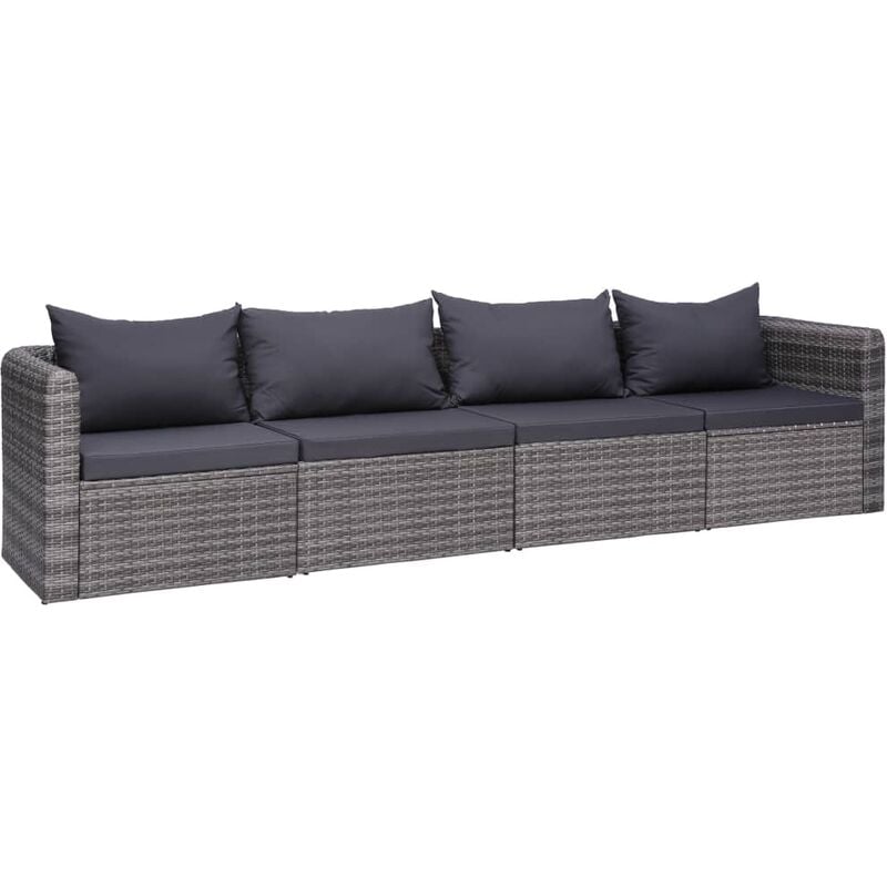 foto del prodotto vidaxl - set divani da giardino 4 pz con cuscini grigio in polyrattan