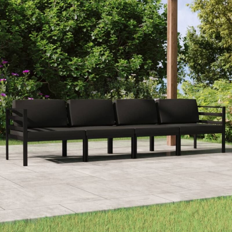 foto del prodotto vidaxl set divani da giardino 4 pz con cuscini in alluminio antracite